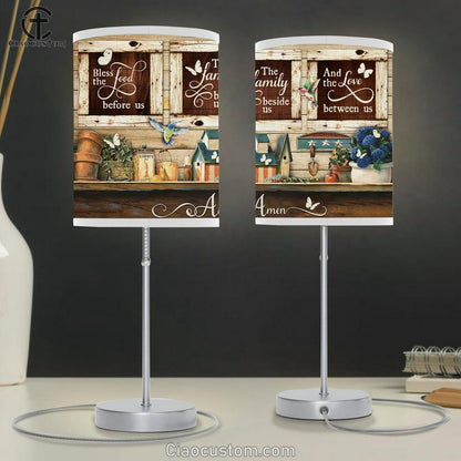 Bless The Food Before Us The Family Beside Us And The Love Between Us Large Table Lamp Art - Christian Lamp Art Home Decor - Religious Table Lamp Prints
