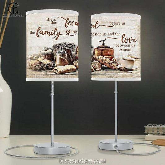 Bless The Food Before Us The Family Beside Us Table Lamp Print - Inspirational Table Lamp Art - Scripture Lamp Art