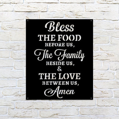 Bless The Food Before Us The Family Beside Us & The Love Between Us Amen Metal Sign Metal Sign - Christian Metal Wall Art