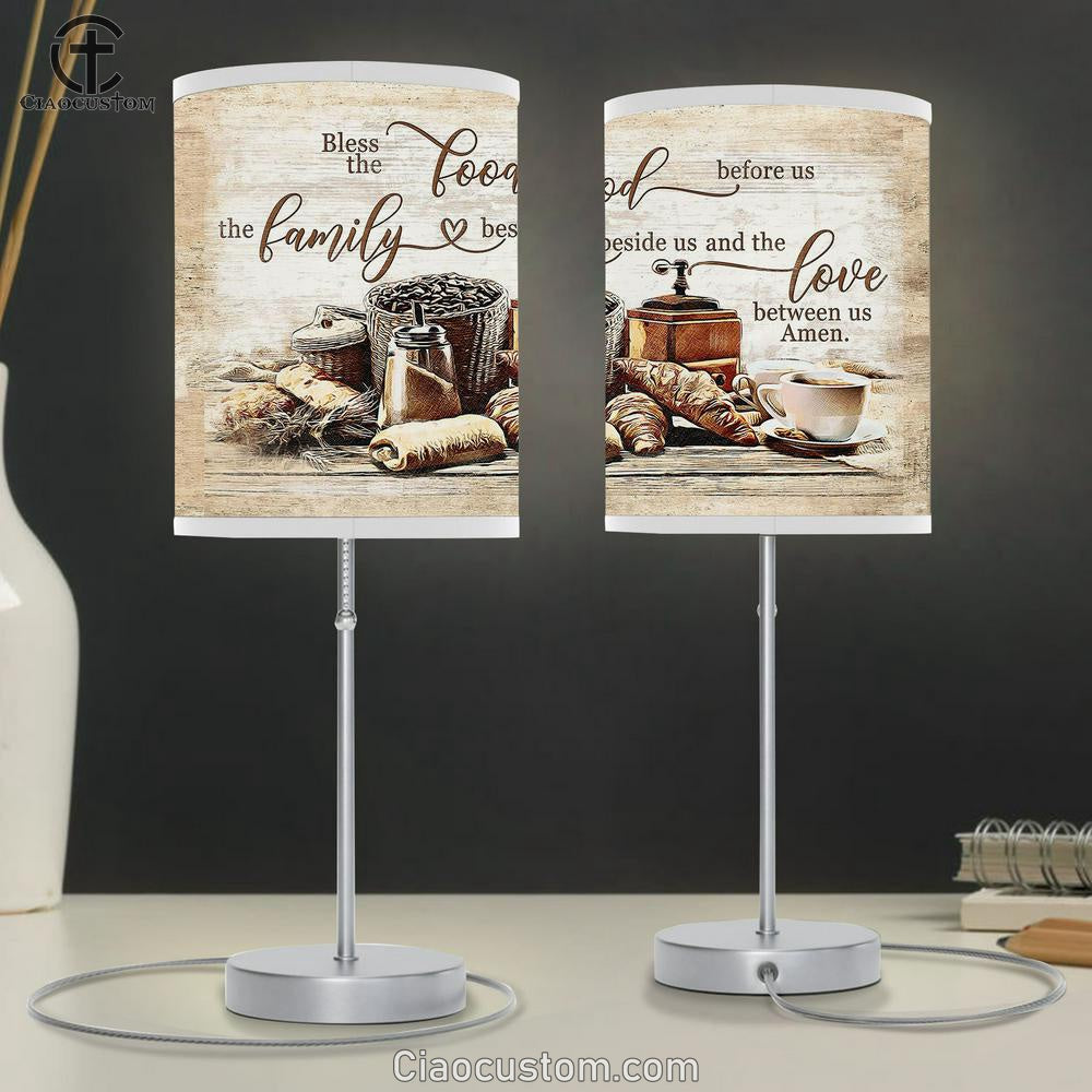 Bless The Food Before Us The Love Between Us Table Lamp For Bedroom - Bible Verse Table Lamp - Religious Room Decor