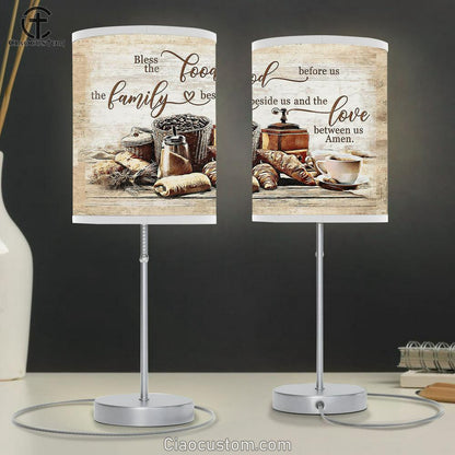 Bless The Food Before Us The Love Between Us Table Lamp For Bedroom - Bible Verse Table Lamp - Religious Room Decor