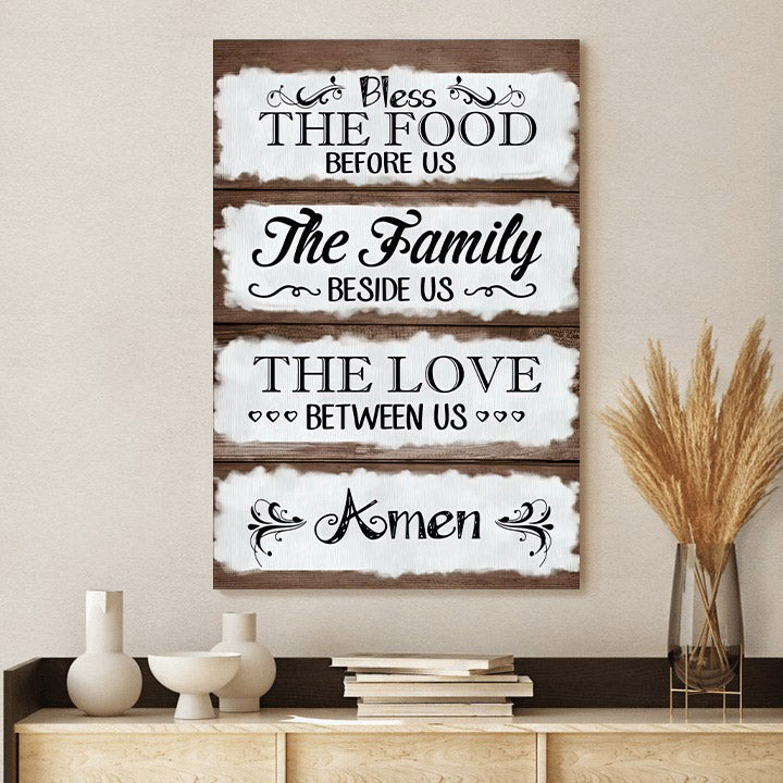 Bless The Food Before Us Wall Art Canvas Print Christian Decor - Religious Posters