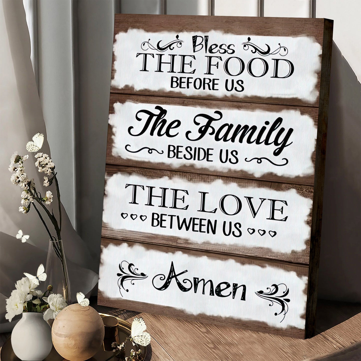 Bless The Food Before Us Wall Art Canvas Print Christian Decor - Religious Posters