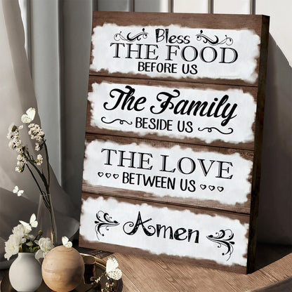 Bless The Food Before Us Wall Art Canvas Print Christian Decor - Religious Posters