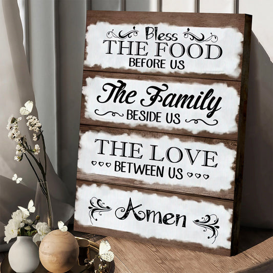 Bless The Food Before Us Wall Art Canvas Print Christian Decor - Religious Posters