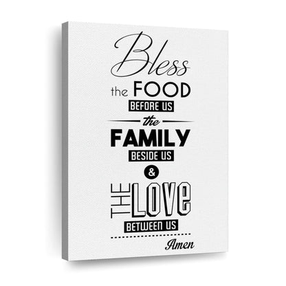 Bless The Food Typography Canvas Wall Art - Christian Wall Decor Art - Religious Wall Decor