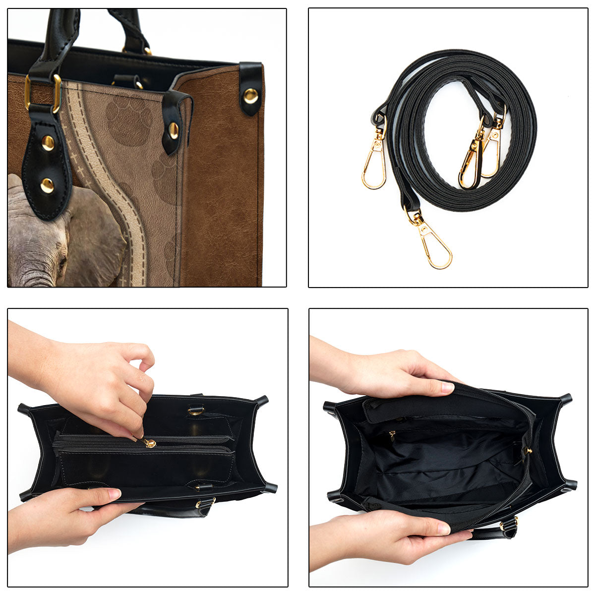 Bless The Lord O My Soul Leather Bag - Custom Name Elephant Leather Handbag - Christian Gifts For Women