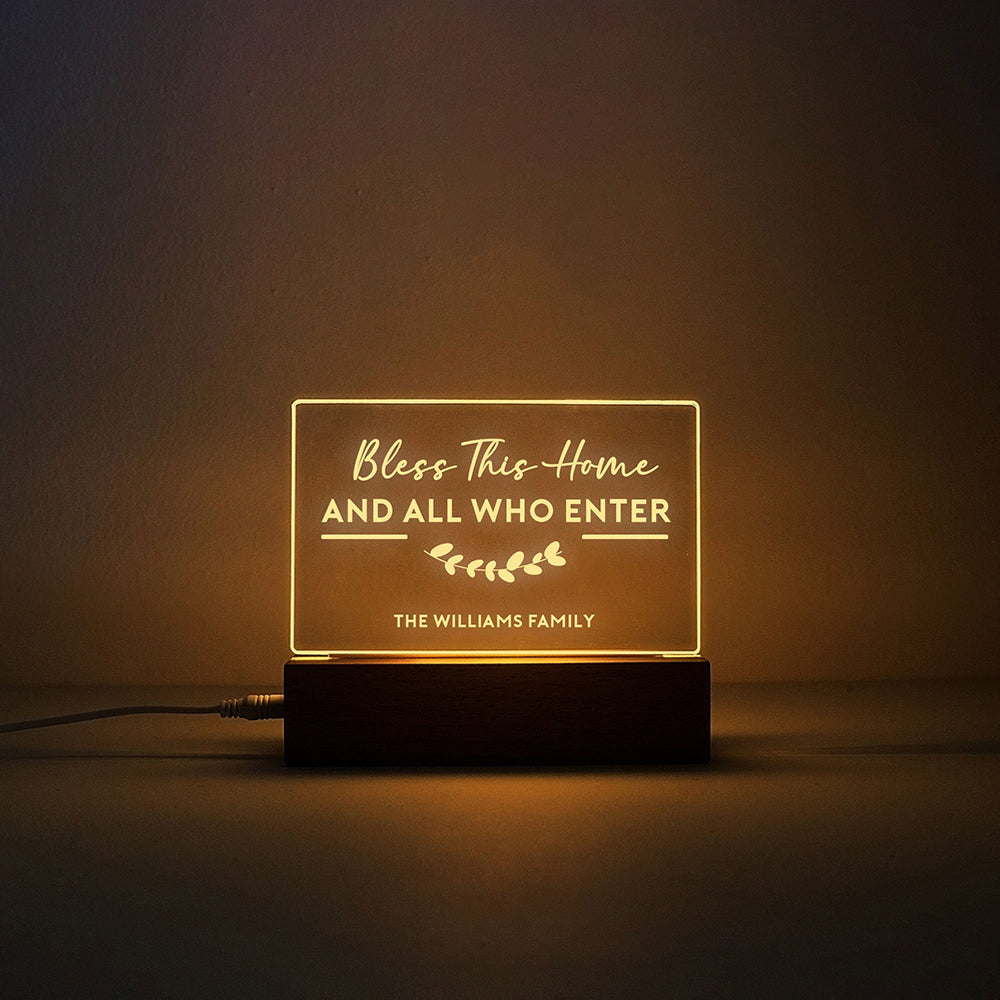 Bless This Home Led Night Light - Bible Verse Led Light - New Home Gift - Gift For Christian