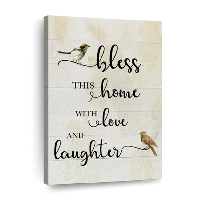 Bless This Home Songbirds Canvas Wall Art - Christian Wall Decor Art - Religious Wall Decor