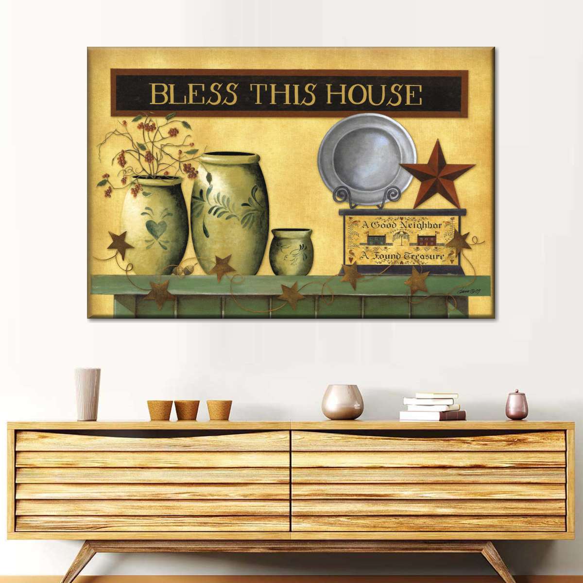 Bless This House Canvas Wall Art - Christian Canvas Wall Art - Religious Wall Art Canvas