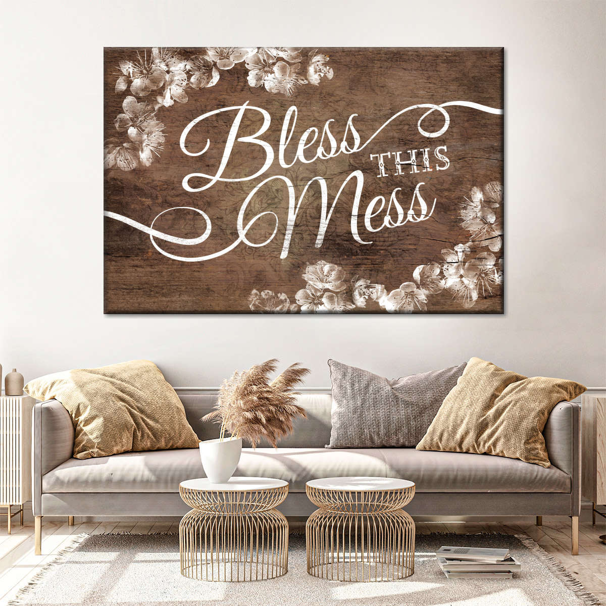 Bless This Mess Canvas Wall Art - Christian Canvas Wall Art - Religious Wall Art Canvas
