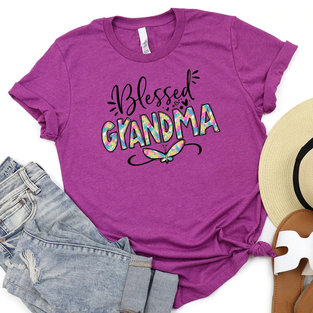 Blessed Grandma T-Shirt - Butterfly T-Shirt - Religious Shirts For Women - Ciaocustom