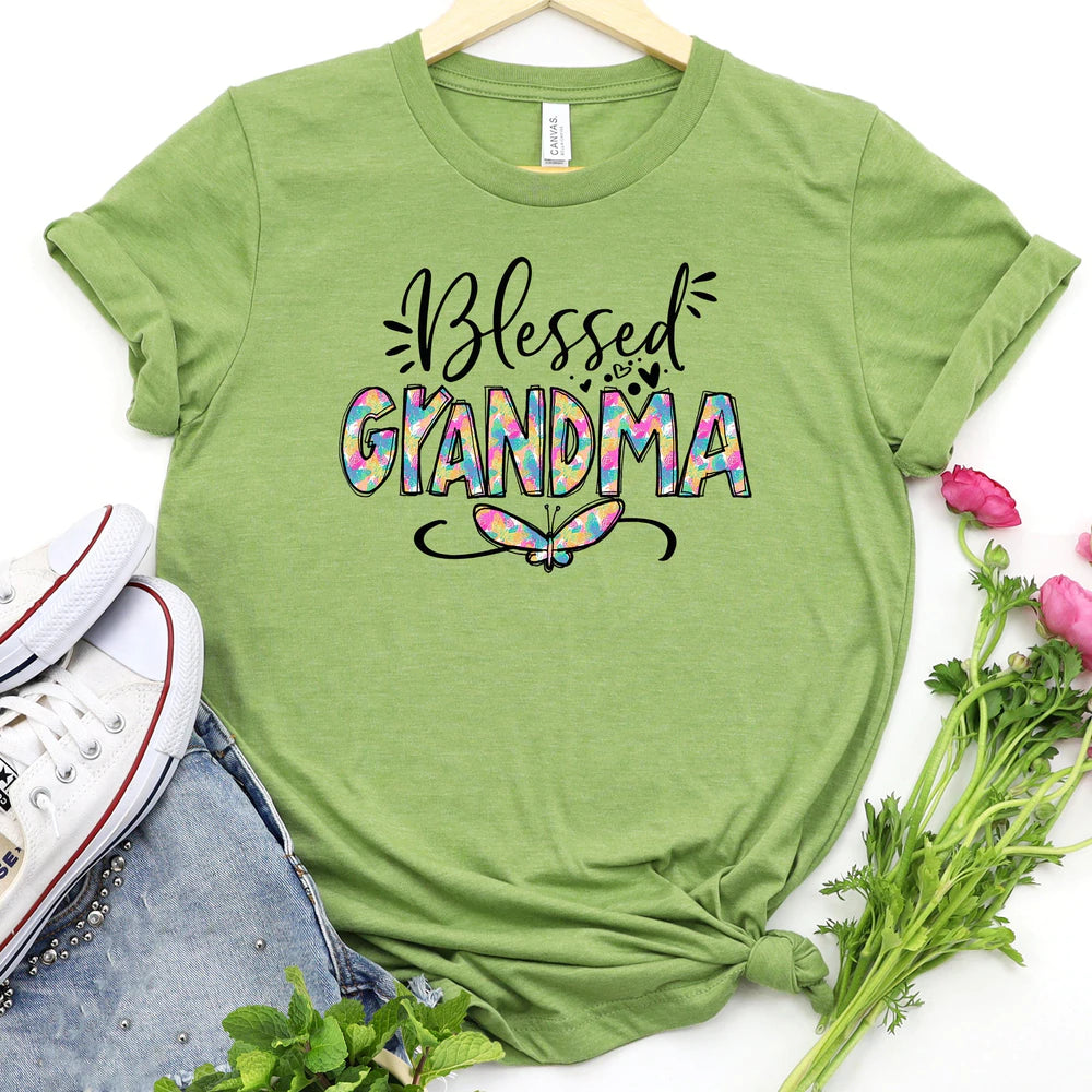 Blessed Grandma T-Shirt - Butterfly T-Shirt - Religious Shirts For Women - Ciaocustom