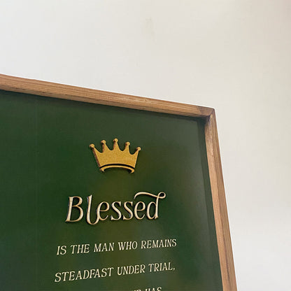 Blessed James 1 12 Wood Sign - Bible Verse Sign - Christian Wood Signs