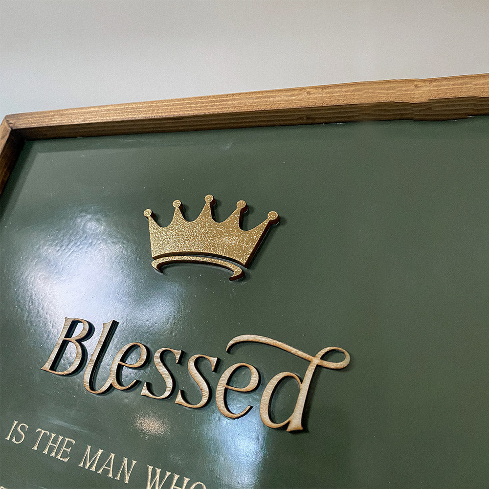 Blessed James 1 12 Wood Sign - Bible Verse Sign - Christian Wood Signs