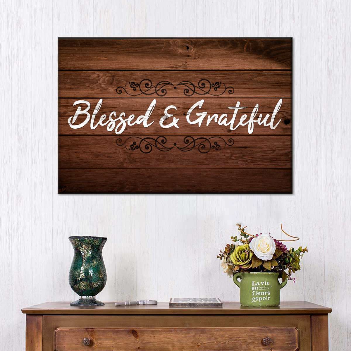 Blessed And Grateful II Canvas Wall Art - Christian Canvas Wall Art - Religious Wall Art Canvas