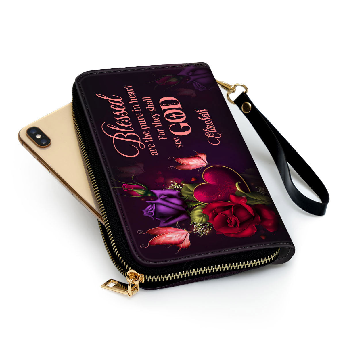 Blessed Are The Pure In Heart For They Shall See God Clutch Purse For Women - Personalized Name - Christian Gifts For Women