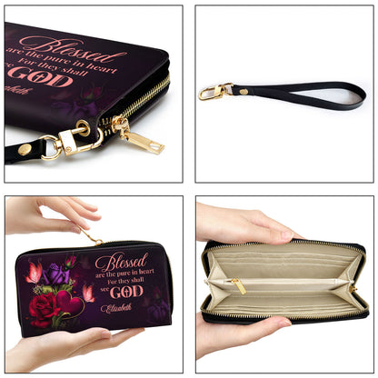 Blessed Are The Pure In Heart For They Shall See God Clutch Purse For Women - Personalized Name - Christian Gifts For Women