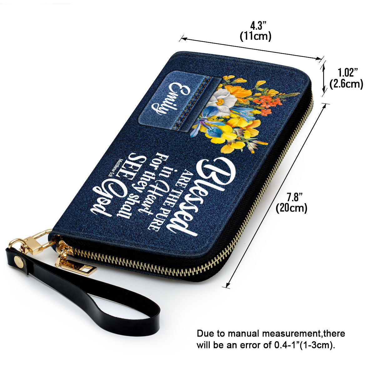 Blessed Are The Pure In Heart Matthew 58 Christ Gifts For Religious Women Clutch Purse For Women - Personalized Name - Christian Gifts For Women