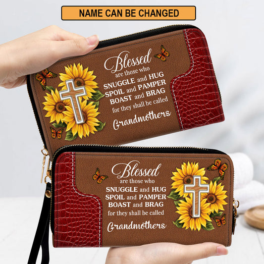 Blessed Are Those Who Boast And Brag - Pretty Personalized Sunflower Clutch Purse - Women Clutch Purse
