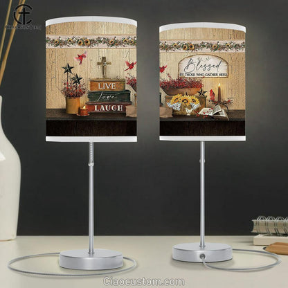 Blessed By Those Who Gather Here Books Cardinal Baby Flower Table Lamp For Bedroom - Bible Verse Table Lamp - Religious Room Decor