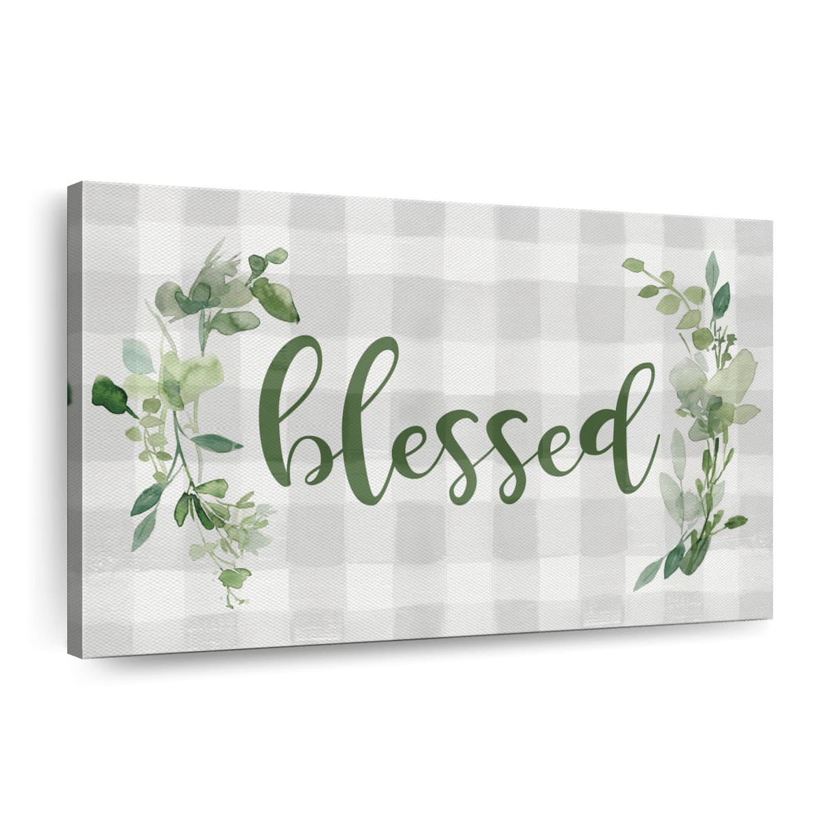 Blessed Checked Canvas Wall Art - Christian Canvas Wall Art - Religious Wall Art Canvas