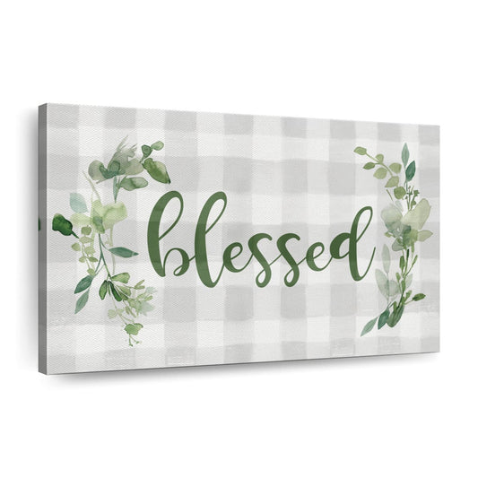 Blessed Checked Canvas Wall Art - Christian Canvas Wall Art - Religious Wall Art Canvas