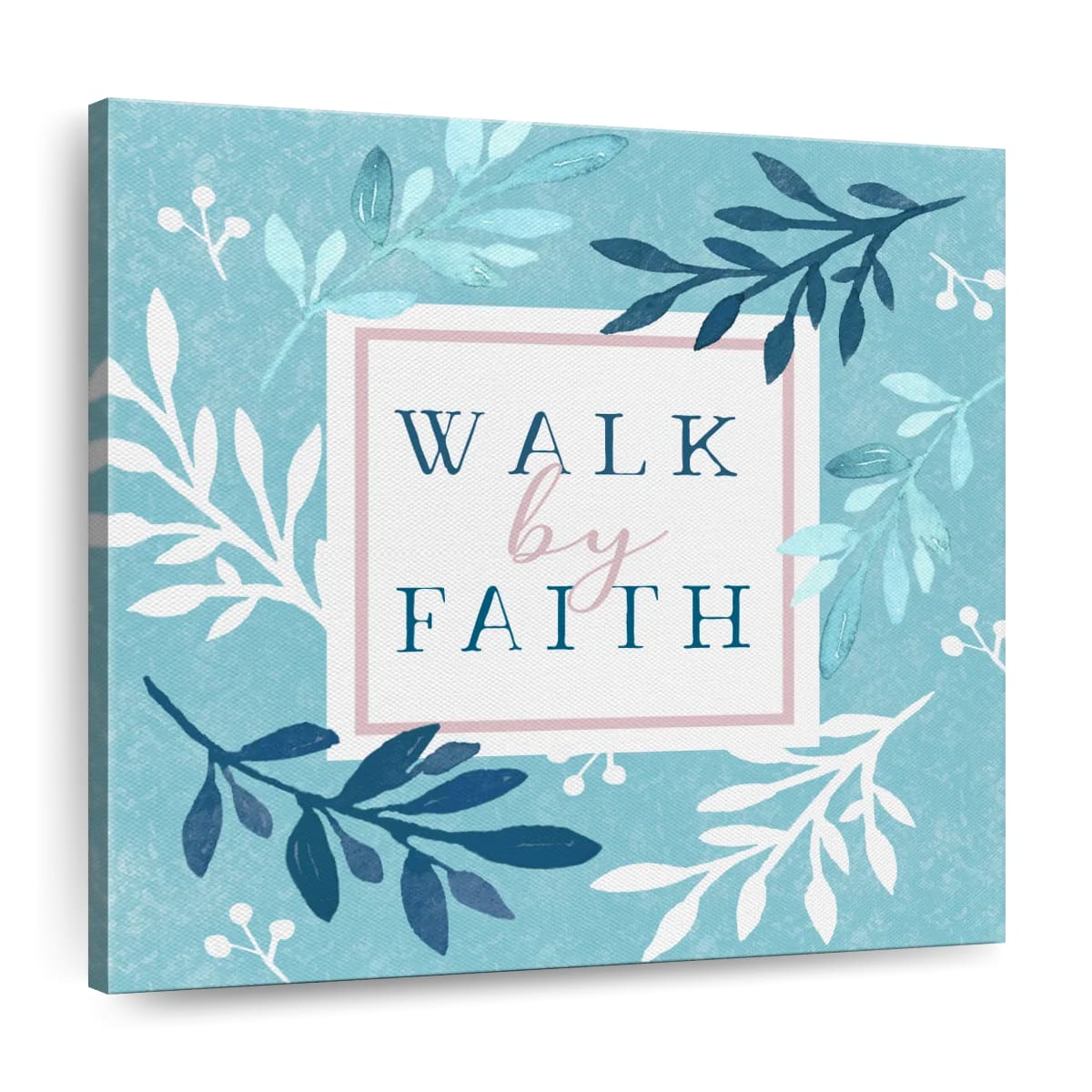 Blessed Faith On Blue Set I Square Canvas Wall Art - Bible Verse Wall Art Canvas - Religious Wall Hanging