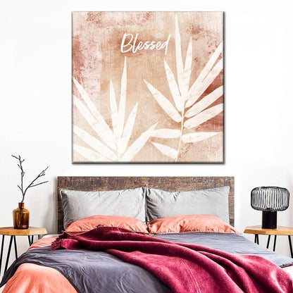 Blessed Fall Leaf Square Canvas Wall Art - Bible Verse Wall Art Canvas - Religious Wall Hanging