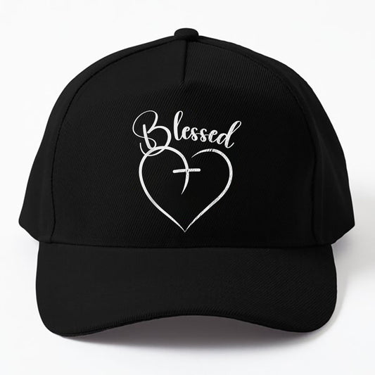 Blessed Heart Cross Jesus Has My Back Faith Cap