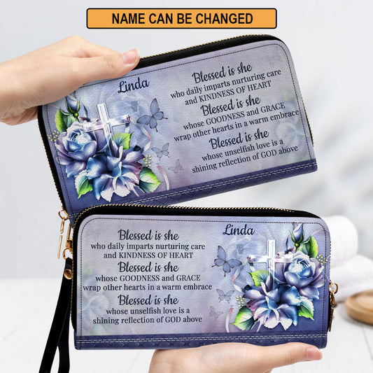 Blessed Is She Who Daily Imparts Nurturing Care And Kindness Of Heart - Pretty Personalized Clutch Purse - Women Clutch Purse