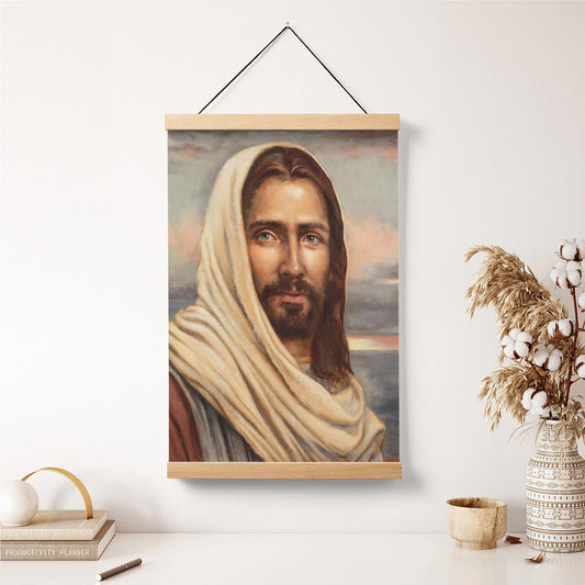 Blessed Savior Hanging Canvas Wall Art - Jesus Picture - Jesus Portrait Canvas - Religious Canvas