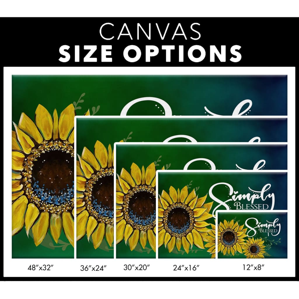 Blessed Simply Blessed Sunflower Canvas Wall Art - Christian Canvas - Faith Canvas