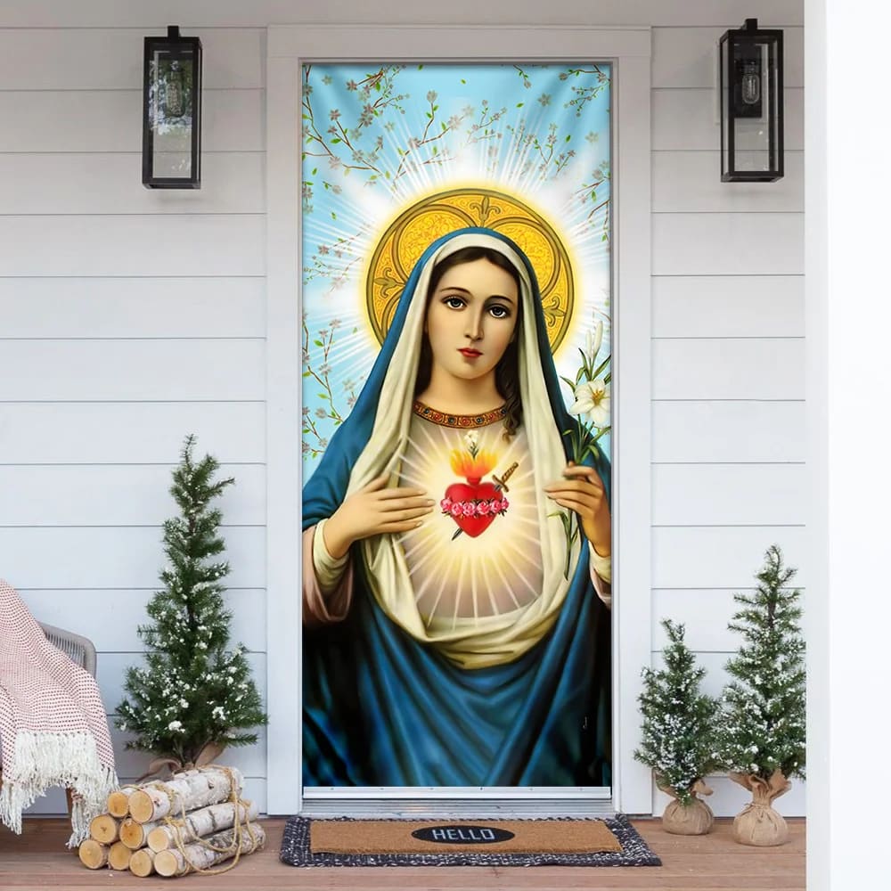 Blessed Virgin Mary Door Cover - Religious Door Decorations - Christian Home Decor