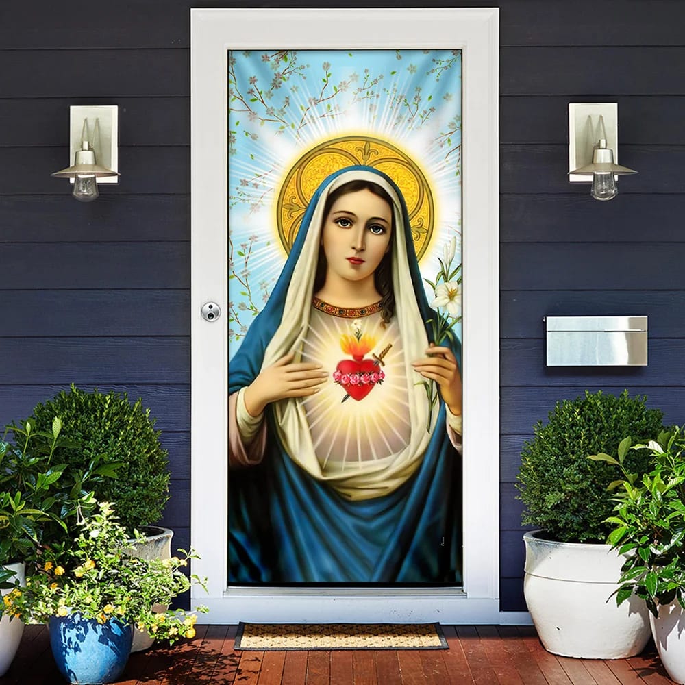 Blessed Virgin Mary Door Cover - Religious Door Decorations - Christian Home Decor