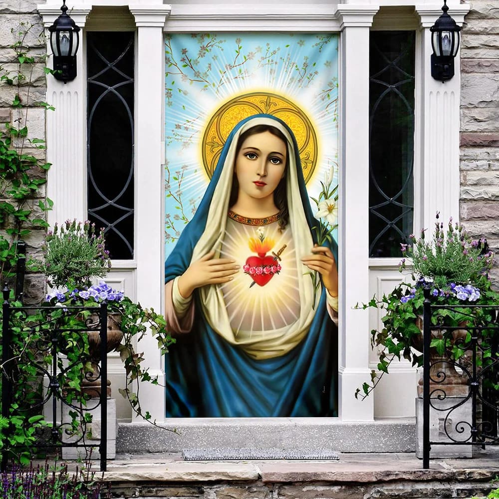 Blessed Virgin Mary Door Cover - Religious Door Decorations - Christian Home Decor