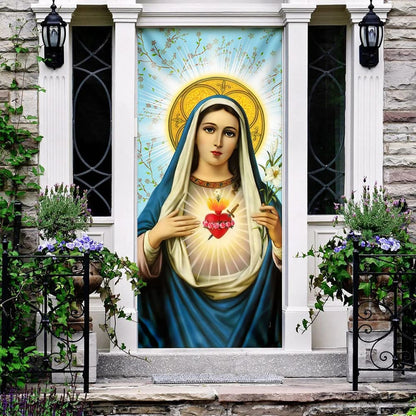 Blessed Virgin Mary Door Cover - Religious Door Decorations - Christian Home Decor
