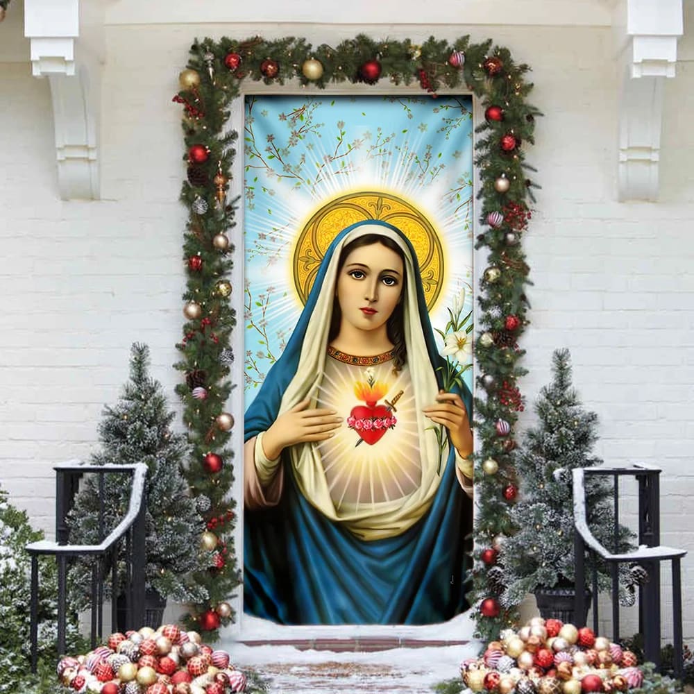 Blessed Virgin Mary Door Cover - Religious Door Decorations - Christian Home Decor