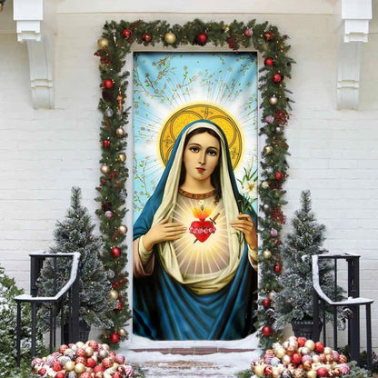 Blessed Virgin Mary Door Cover - Religious Door Decorations - Christian Home Decor