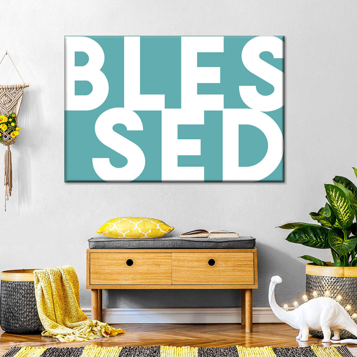 Blessed White Canvas Wall Art - Christian Canvas Wall Art - Religious Wall Art Canvas