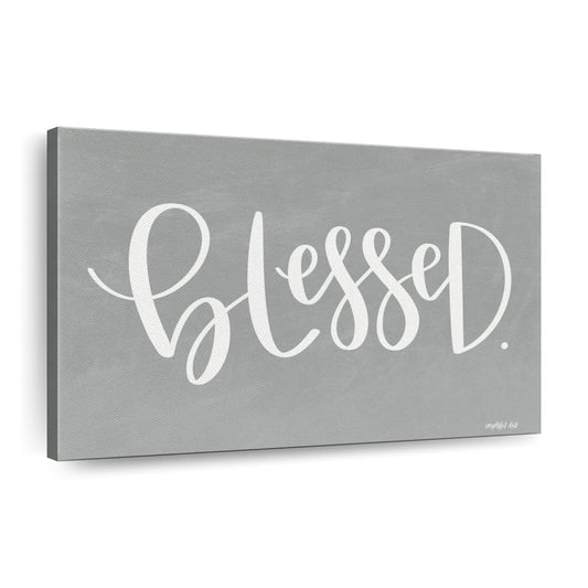 Blessed White Wall Art Canvas - Christian Canvas Wall Art - Religious Wall Art Canvas