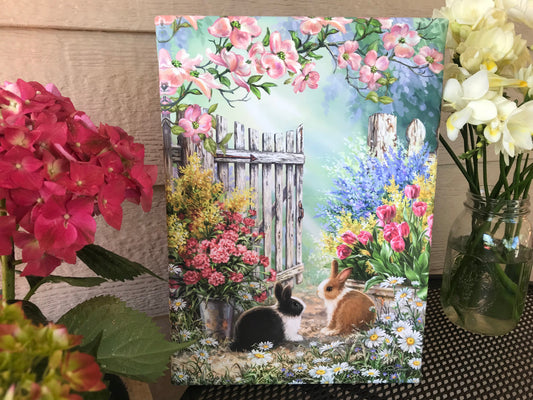 Blossoms And Bunnies Canvas Wall Art - Christian Wall Decor - Religious Gift