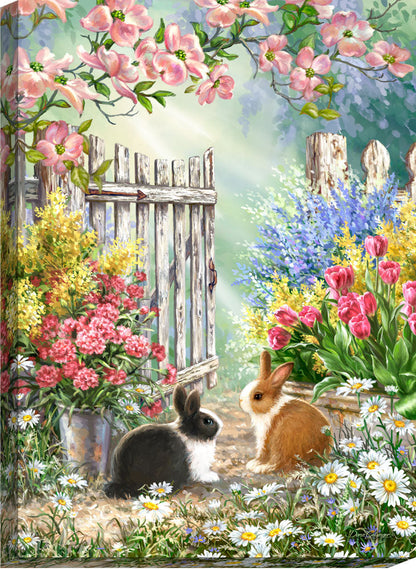 Blossoms And Bunnies Canvas Wall Art - Christian Wall Decor - Religious Gift