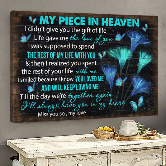Blue Butterflies Beautiful Butterfly My Piece In Heaven Heaven Canvas Wall Art - Christian Wall Decor