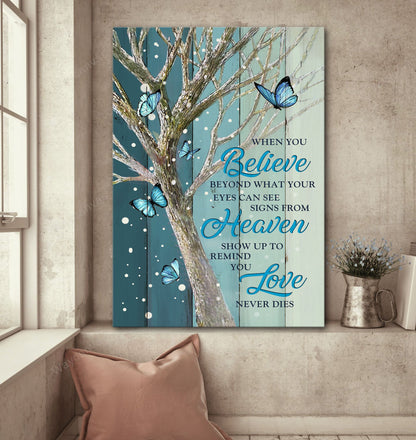Blue Butterfly - Love Never Dies - Heaven Portrait Canvas Prints - Canvas Decor Ideas
