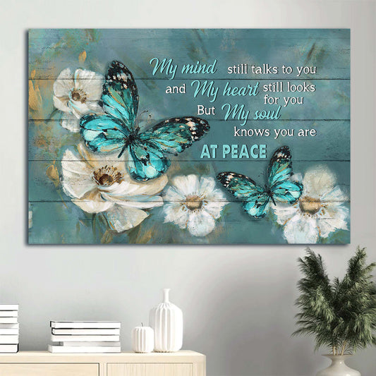Blue Butterfly Watercolor Jasmine My Mind Still Talks To You Heaven Canvas Wall Art - Christian Wall Decor