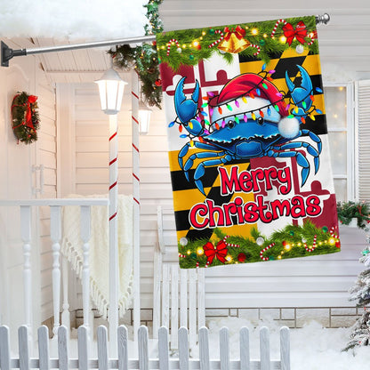 Blue Crab Merry Christmas Maryland Flag - Religious Christmas House Flags - Religious Christmas House Flags - Christmas Flags