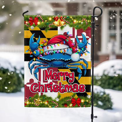 Blue Crab Merry Christmas Maryland Flag - Religious Christmas House Flags - Religious Christmas House Flags - Christmas Flags