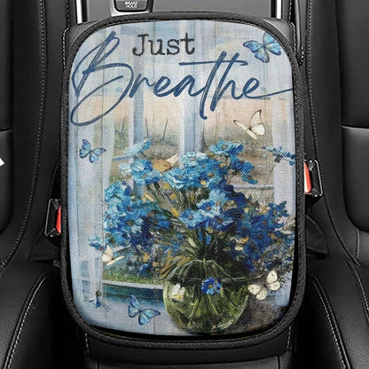 Blue Daisy, Glass Vase, Blue Butterfly, Window Scarf, Just Breathe Car Center Console Cover, Christian Armrest Seat Cover, Bible Seat Box Cover