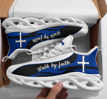 Blue Jesus Walk By Faith Yezy Running Sneakers 2 Max Soul Shoes - Christian Shoes For Men And Women